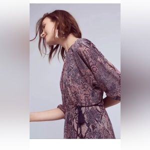Anthropologie Floreat Zharah‎ Snakeskin Boho Tassel Dress size Medium